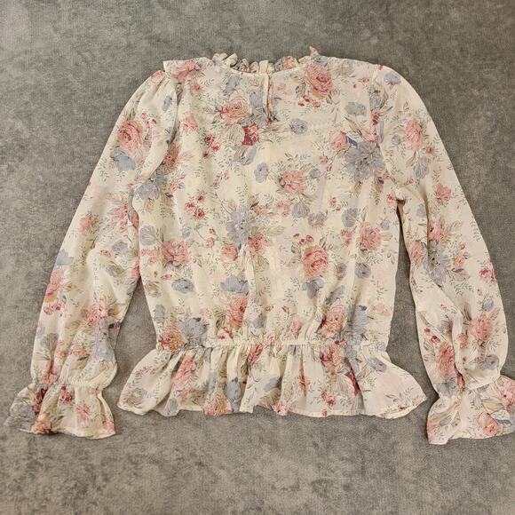 Sweet Rain Blouse Large Floral Ruffle Lace Romanticcore - Picture 2 of 8